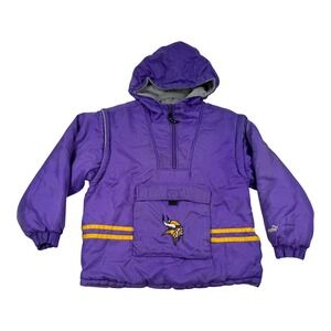 Vtg Minnesota Vikings Jacket Youth M Purple NFL Football Puma Pullover Hooded